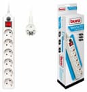 Удлинитель с сетевым фильтром 6х1.8м с заземл. 10А IP20 600SH-1.8-W 2.2кВт CCA бел. BURO 992246