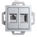 ATLASDESIGN РОЗЕТКА двойная HDMI+RJ45, кат.5Е, механизм, АЛЮМИНИЙ