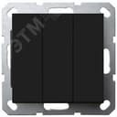 Выключатель трехклавишный 10A 250V~с накладкой, цвет черный матовый (soft touch) Jasmart