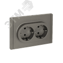 FORTE&PIANO Розетка 2-местная с заземлением с защитными шторками безвинтовое крепление 16А FP523 сталь IEK