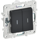 SKANDY Выключатель 2-клавишный проходной с индикацией 10А SK-V10G графит IEK