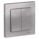 Выключатель двухклавишный ATLASDESIGN схема 5 10АХ в сборе алюминий