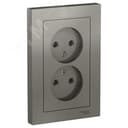 Розетка ATLASDESIGN двойная без заземления 16А в сборе сталь Systeme Electric