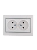 Розетка 2-м СП Mira 16А IP20 без заземл. с сер. вставкой керамика бел. LEZARD 701-0215-128