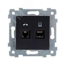 Мария Механизм розетки низковольтной ПК/ТЛФ 2 гнезда скр.уст. РКТ2-465 Антрацит 130001 Кунцево