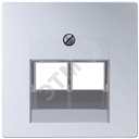 Накладка 2-ой телефонной/компютерной розетки  IAE/UAE (1X8-пол.)  Серия A500  Материал- термопласт  Цвет- алюминий JUNG