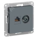 Розетка ATLASDESIGN двойная компьютерная+ТВ RJ45+TV категория 5E механизм грифель
