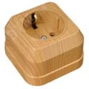 Розетка наружная с заземлением (квадрат) дуб