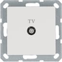 Розетка телевизионная проходная TV Ф9.5мм механизм бел. глянцевый Jasmart G6002W
