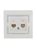 Розетка компьютерная + телефонная 2-м СП Mira RJ45 + RJ11 бел./бел. LEZARD 701-0202-143