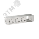 Врезной розеточный блок с крышкой, ввод щетка, 3x2P+E, 1 пустое отверстие, белый, 400