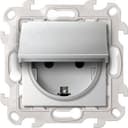 Розетка IP44 с крышкой, заземлением и шторками Schuko 2Р+Е 16A 250В~ цвета алюминий S24 Harmonie