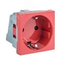 Розетка 45х45 (2 модуля), с заземлением, красная, прямая EKF