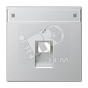 Крышка для ординарной телефонной и компютерной розетки UAE с полем для надписи алюминий