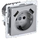 BRITE Розетка с заземлением с защитными шторками 16А с USB A+A 2,1А РЮш10-1-БрА алюминий BR-R14-16-U21-D21-K47 IEK