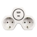 Разветвитель сетевой 2местный сз STEKKER ADP161520 250V 16A и USB Type C на 24А белыйсерый 50071