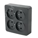 Розетка четырехместная квадратная б/з 250В 10А серия София черный матовый STEKKER