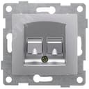 Розетка компьютерная RJ45 Bravo, механизм, двойной, серебро