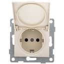 Розетка однопостовая Bravo с/з с з/ш и крышкой, механизм, 16А, 250В, бежевый