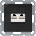 Интернет-розетка RJ45 двойная с накладкой, цвет Антрацит