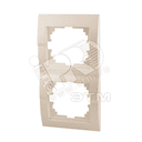 DERIY Рамка 2-ая вертикальная жемчужно-белая металлик