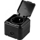 Розетка одноместная с/з, 250В, 16А, IP44, пластик АВS, черная, FERON