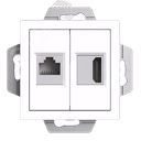 ATLASDESIGN РОЗЕТКА двойная HDMI+RJ45, кат.5Е, механизм, БЕЛЫЙ Systeme Electric