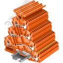 Клемма TP 4-уровневая, угловая с держателем маркировки, с земля, Push-in, сечение 2,5 мм. кв., оранжевая