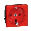 Mosaic Розетка с заземлением с блокировкой красная на 2 модуля