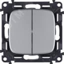 Valena ALLURE Выключатель двухклавишный 10А 250В с лицевой панелью Безвинтовые зажимы Алюминий 752905 Legrand Euro