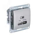 GLOSSA USB РОЗЕТКА A + тип-C 45W высокоскор.заряд. QC, PD, механизм, ПЛАТИНА GSL001229 Systeme Electric