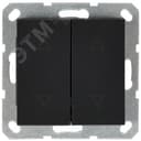 Выключатель двухклавишный для штор 10A 250V~ с накладкой, цвет черный матовый (soft touch) G3028PB Jasmart