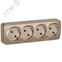 GLORY Розетка 4-местная для открытой установки без заземления без защитных шторок 10А РС24-2-ХШм шампань матовый IEK