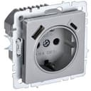 BRITE Розетка с заземлением с защитными шторками 16А с USB A+C 18Вт РЮш11-1-БрА алюминий BR-R14-16-U22-018-K47 IEK
