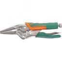 Зажим ручной с фиксацией, прорезиненными рукоятками и удлиненными губками, 160 мм, 0-50 мм