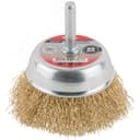 Кордщетка чашечная, со шпилькой, стальная латунированная волнистая проволока 65 мм 38467 FIT