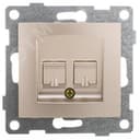 Розетка компьютерная и телефонная RJ45, RJ12 Bravo, механизм, шампань С10КТ-027 GUSI Electric