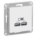 Розетка ATLASDESIGN USB 5В 1 порт x 2,1 А 2 порта х 1,05 А механизм белый