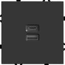 Розетка 2местная USB Type C механизм STEKKER 250В 20W серия Эмили RST10511505 черный уголь soft touch 49853
