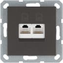 Розетка компьютерная 2-м RJ45 IP20 кат. 5E механизм мокко Jasmart G6106Z