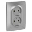 BLANCA скрытой установки розетка двойная без заземления без шторок, 16А, 250В, алюминий