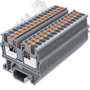Клемма мини TP 1-1 проходная, Push-in, сечение 1,5 мм. кв., DIN 15, серая SUPU