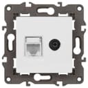 Розетка компьютерная + телевизионная 2-м Elegance 14-3110-01 RJ45 + TV IP20 механизм бел. Эра Б0034314