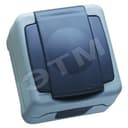 Розетка герметичная с крышкой с заземлением 16А IP55 серая (пружинный зажим) Makel