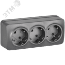 GLORY Розетка 3-местная для открытой установки с заземлением без защитных шторок 16А РС23-3-ХСм сталь матовый IEK