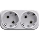 Сетевой разветвитель STEKKER ADP161220 на 2 выхода с заземлением 250V16AABS огнеустойчивый пластикбелый 39023