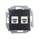 15 Розетка компьютерная двойная RJ45 кат.5е графит