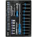 Набор ударных головок 1/2" и торцевых головок 1/4" с принадлежностями, ложемент, 40 предме