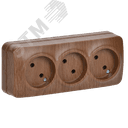 GLORY Розетка трехместная наружная без заземления дуб