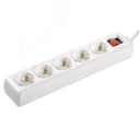 Удлинитель бытовой 5 розеток шнур 5м с заземлением с выключателем 16А